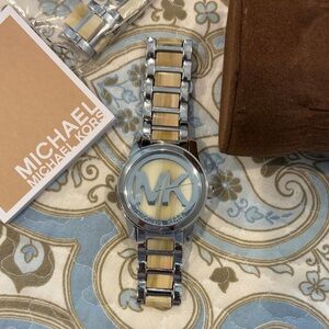 Michael Kors Silver and Tan Watch